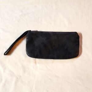 Cofi black metallic leather wristlet pouch